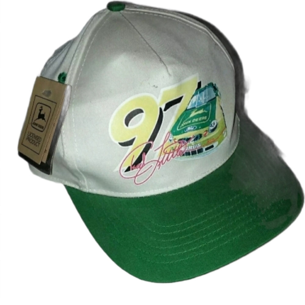 Vintage Chad Little #9 Auto Sports Snap Back Baseball cap hat John Deere…